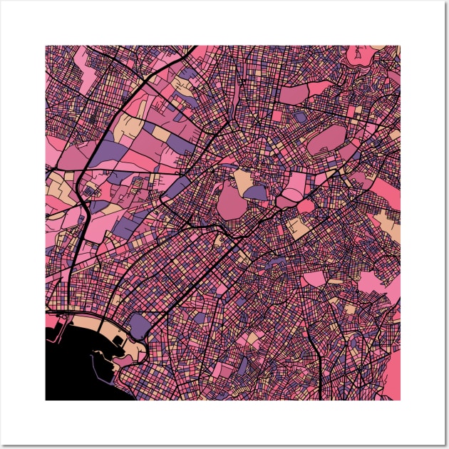 Athens Map Pattern in Purple & Pink Wall Art by PatternMaps